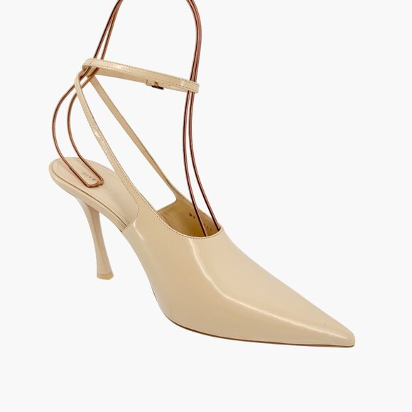 Givenchy Show Beige Leather Slingback Pointed Toe Pumps Heels Size 38 US 8 - Picture 12 of 15